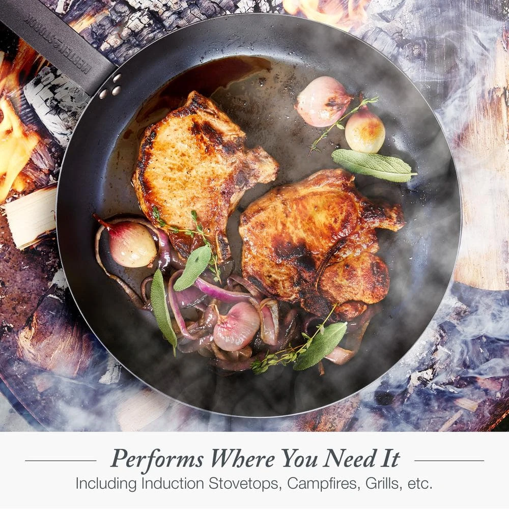 12 in. Black Carbon Steel Open Frying Pan by Merten & Storck - Image 7