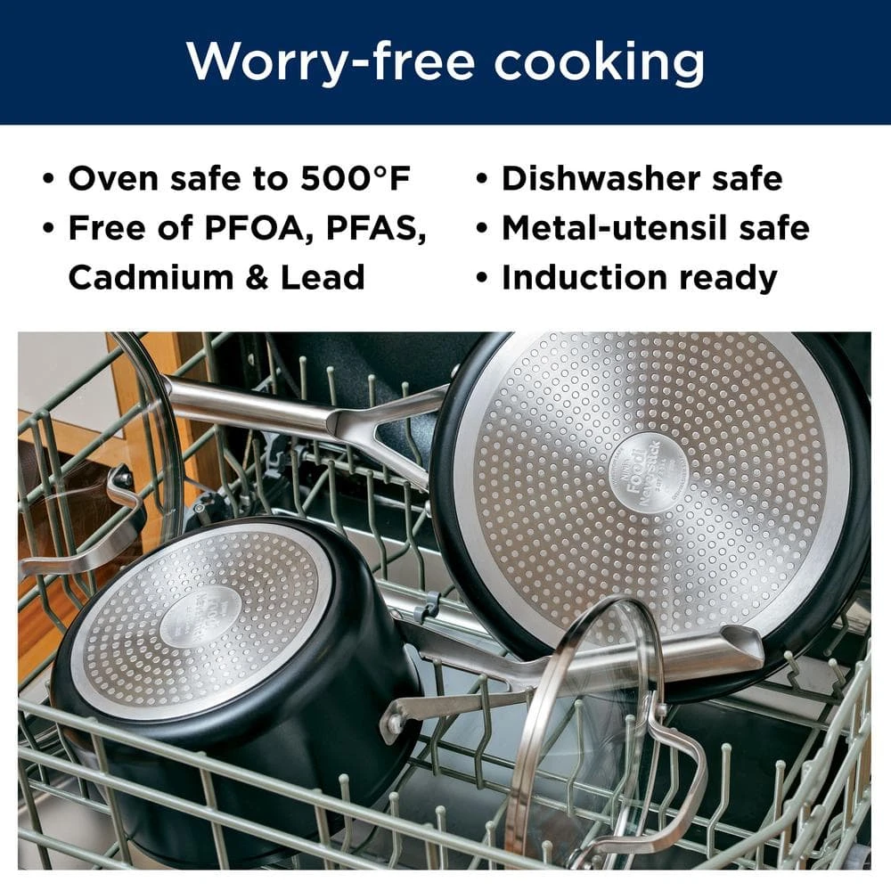 Foodi NeverStick 12-Piece Stainless Steel Nonstick Cookware Set with Lids in Black by NINJA - Image 5