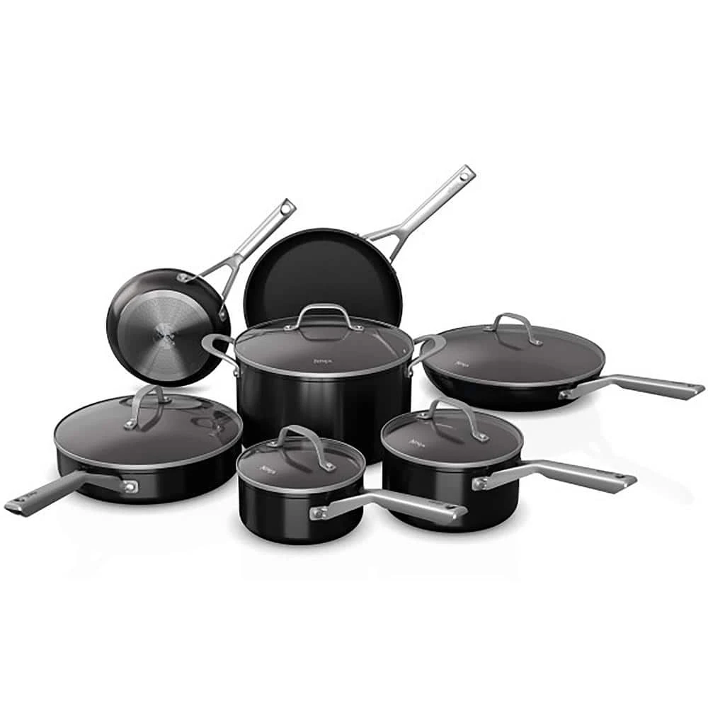 Foodi NeverStick 12-Piece Stainless Steel Nonstick Cookware Set with Lids in Black by NINJA