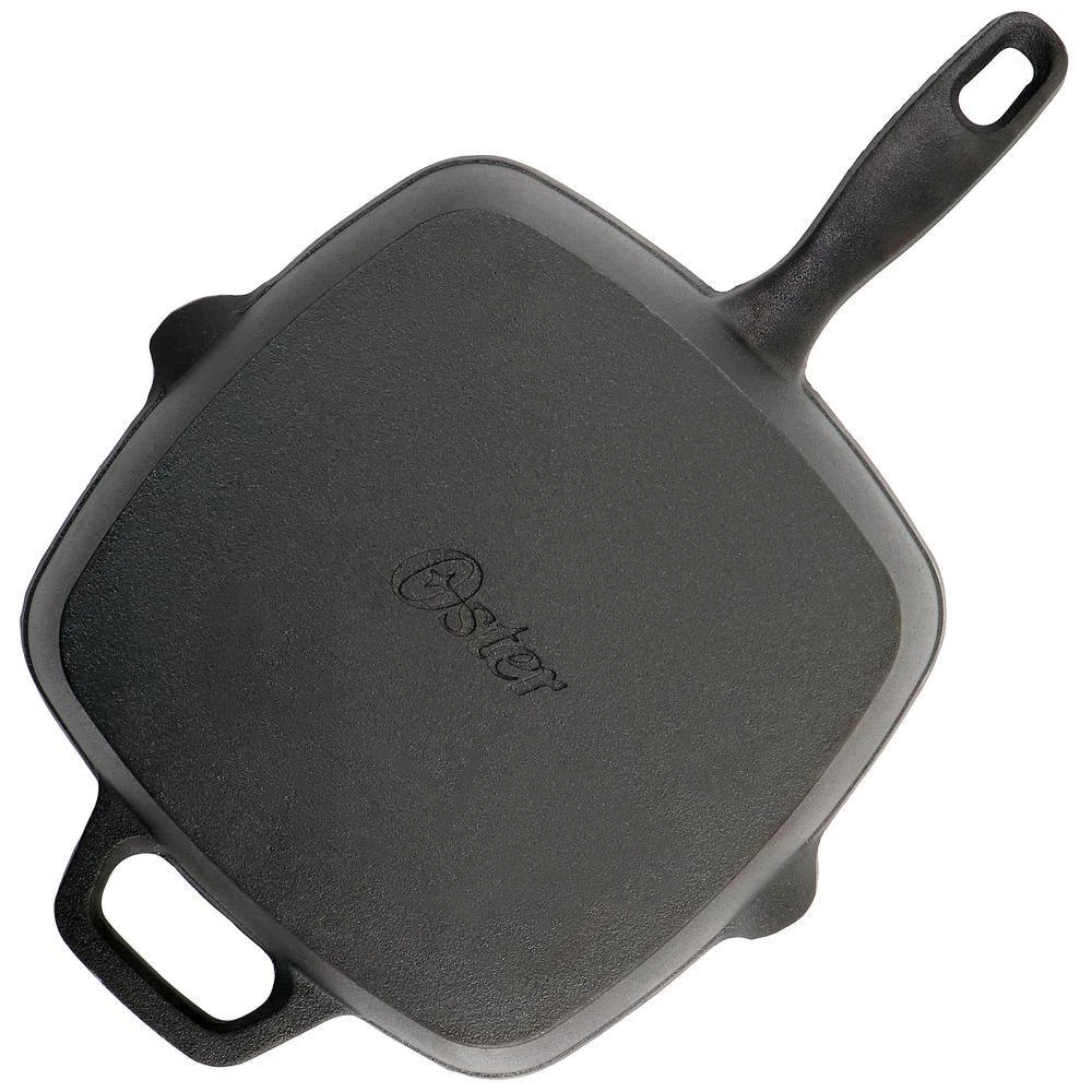Castaway 10 in. Square Cast Iron Grill Pan with Pouring Spouts by Oster - Image 5
