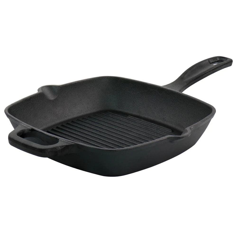 Castaway 10 in. Square Cast Iron Grill Pan with Pouring Spouts by Oster