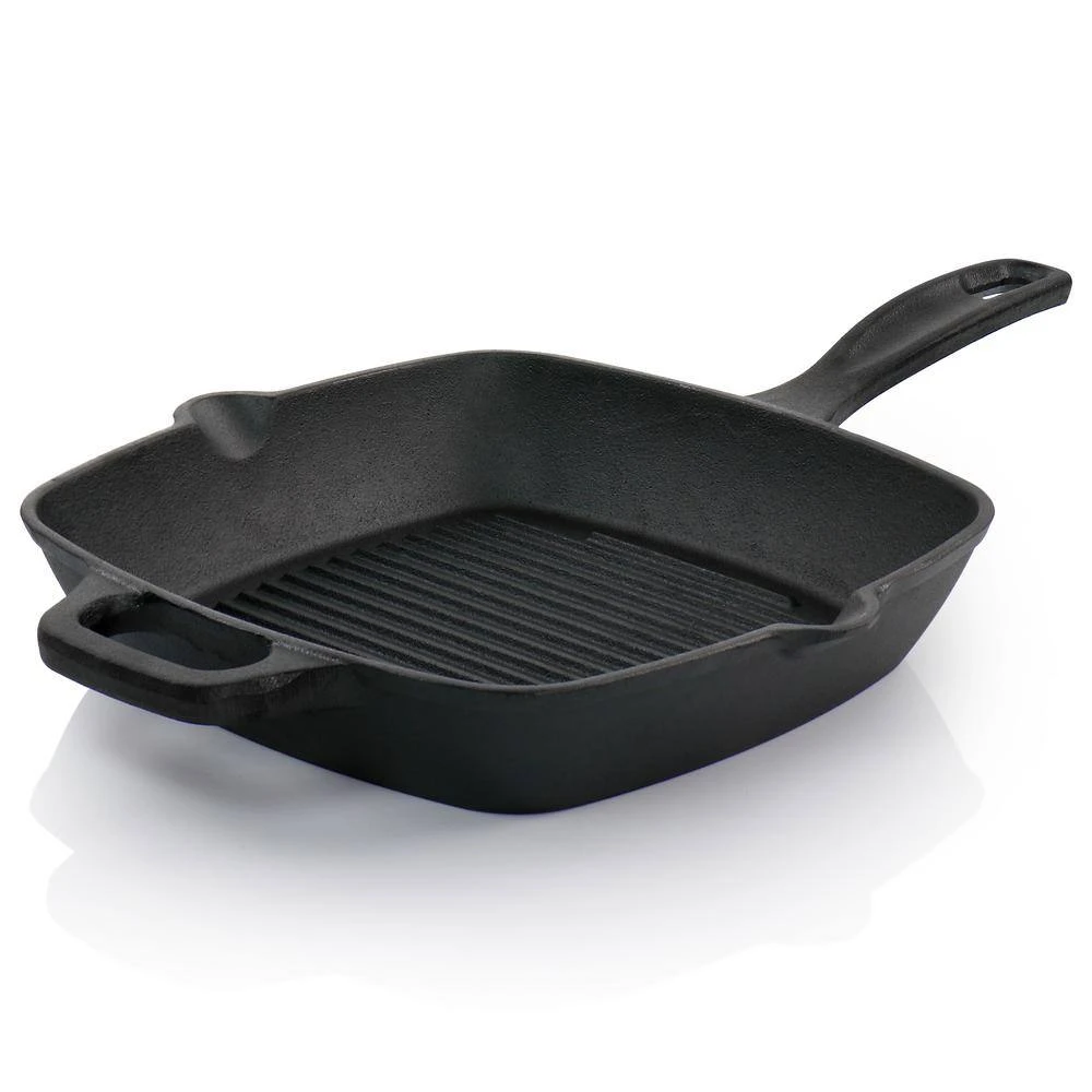Castaway 10 in. Square Cast Iron Grill Pan with Pouring Spouts by Oster - Image 2