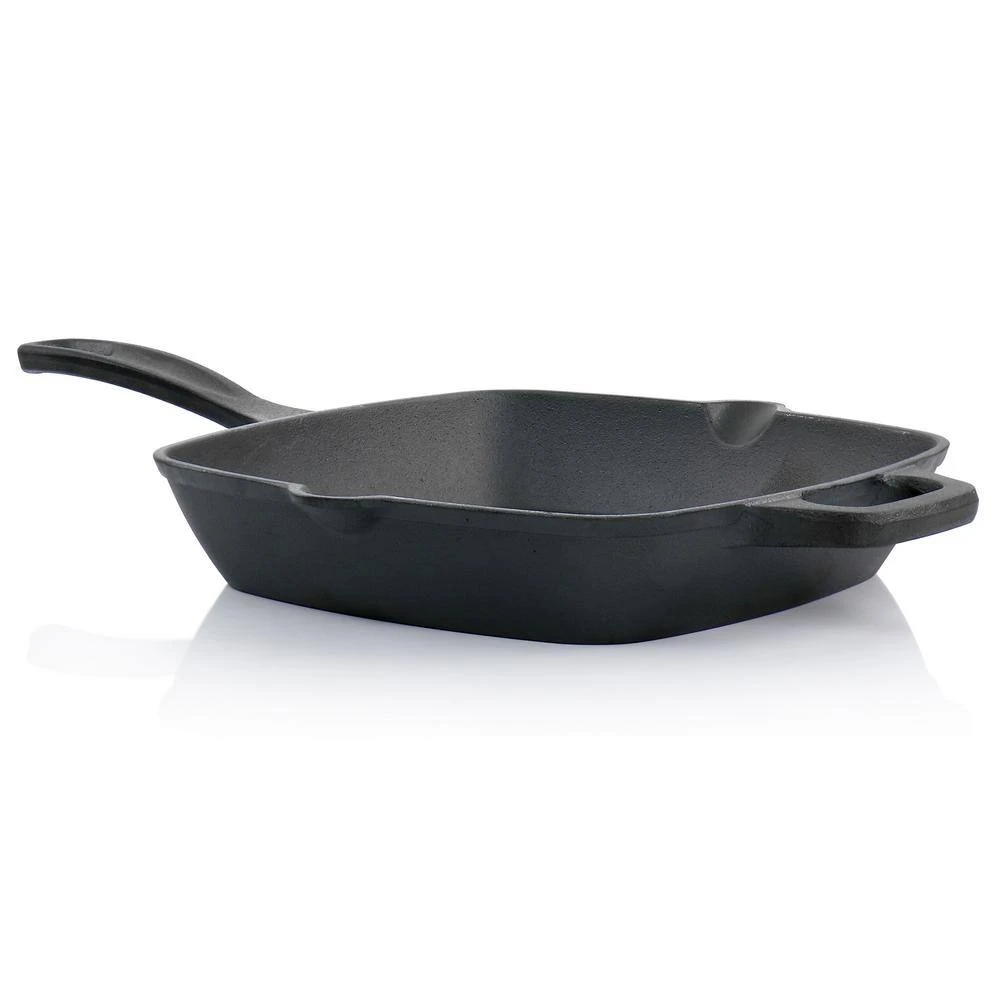 Castaway 10 in. Square Cast Iron Grill Pan with Pouring Spouts by Oster - Image 3