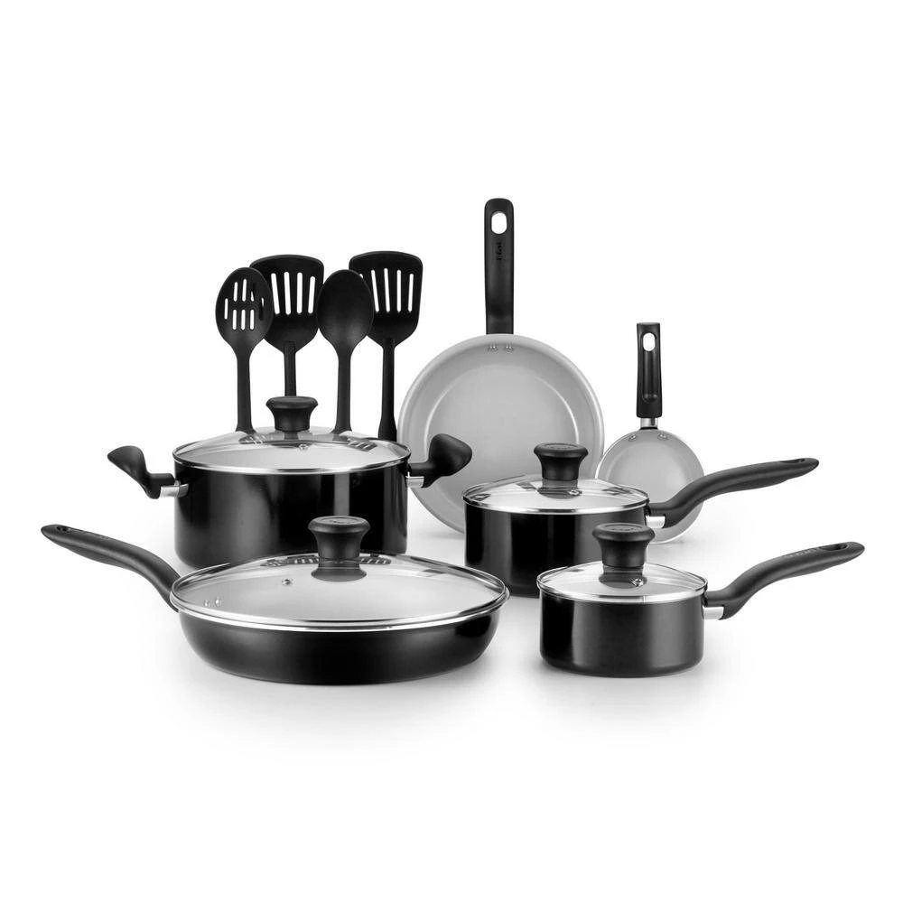 Initiatives 14-Piece Aluminum Ceramic Nonstick Cookware Set in Black by T-fal - Image 2