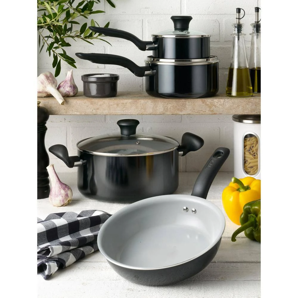 Initiatives 14-Piece Aluminum Ceramic Nonstick Cookware Set in Black by T-fal - Image 6