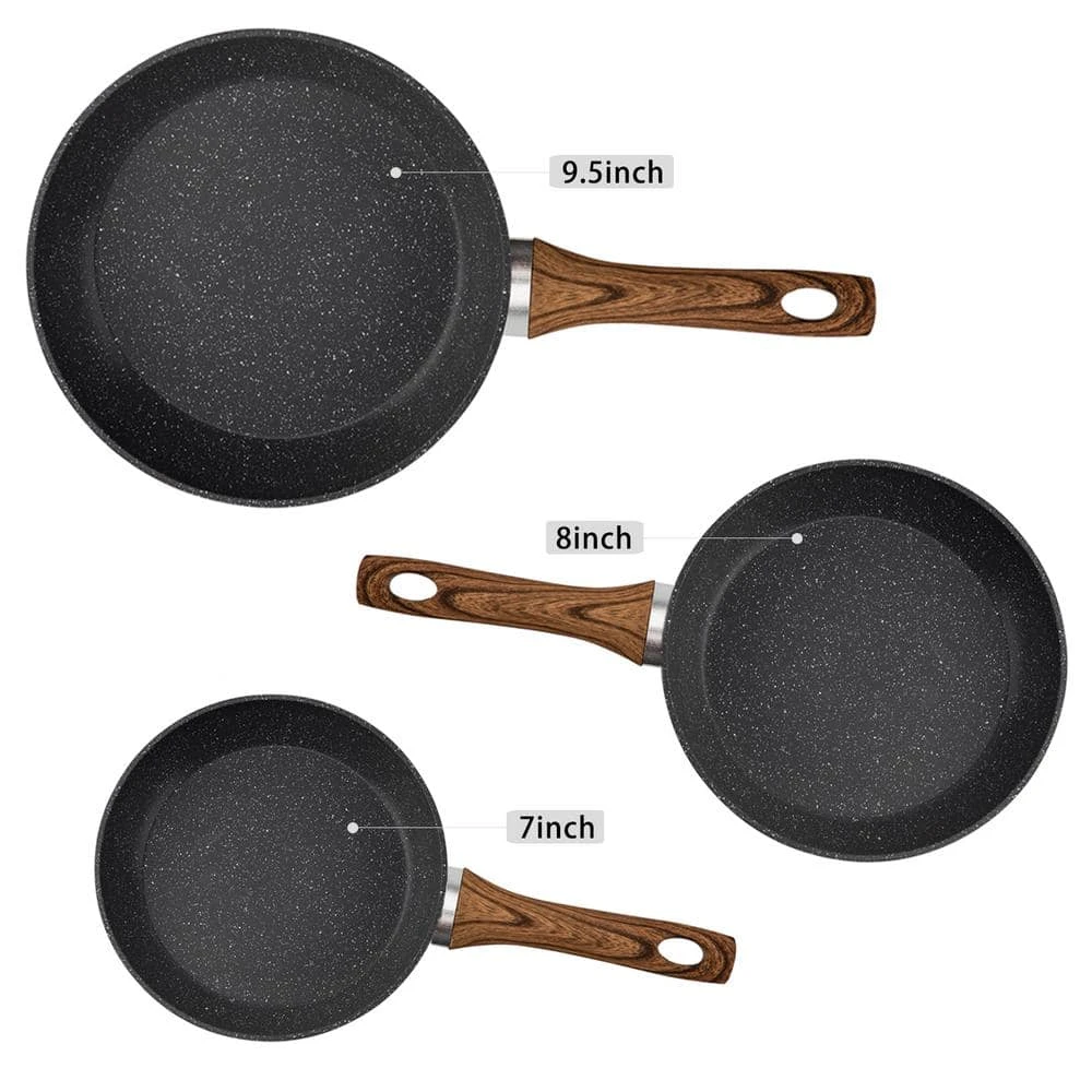 3-Piece Aluminum Non-Stick Induction Frying Pan Set by Unbranded - Image 5