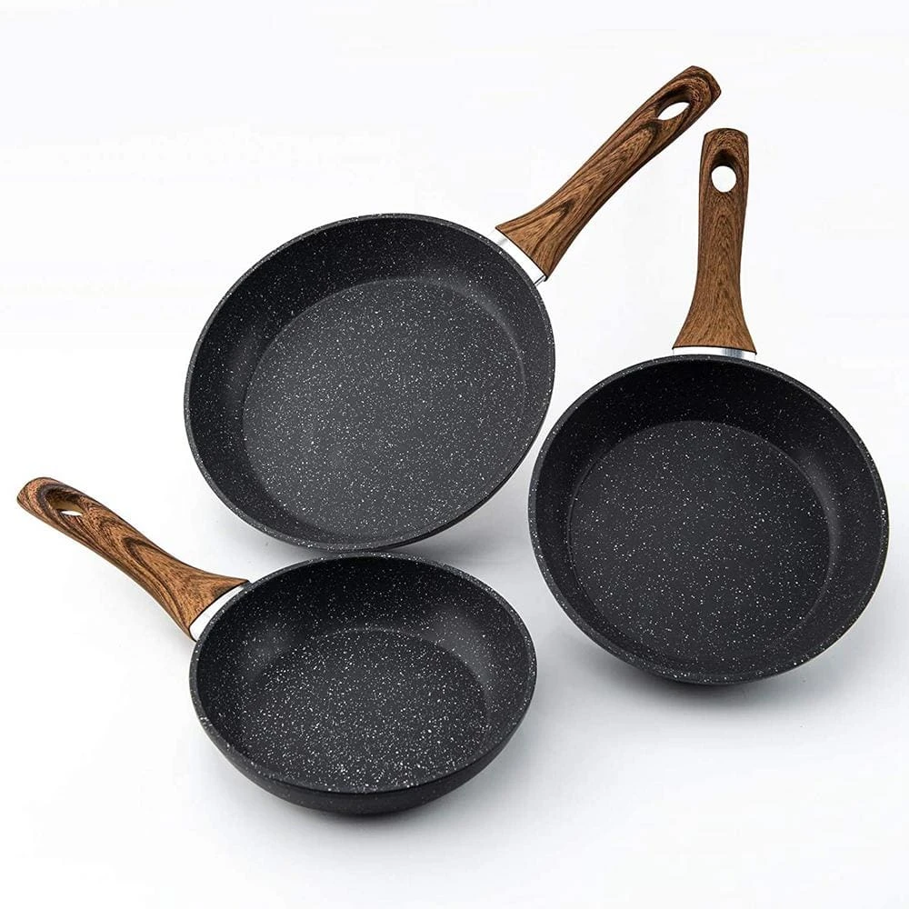 3-Piece Aluminum Non-Stick Induction Frying Pan Set by Unbranded