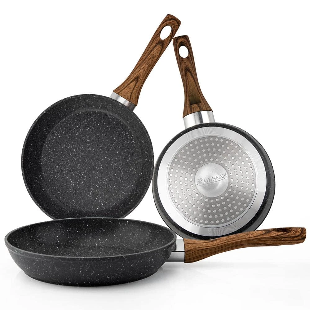 3-Piece Aluminum Non-Stick Induction Frying Pan Set by Unbranded - Image 3