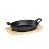 2-Piece Oval Sizzler Set 9 in. Pre-Seasoned Cast Iron w/ Wood Trivet by Unbranded