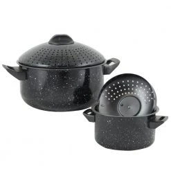 Casselman 4-Piece Steel Nonstick Pasta Pot Set in Black Speckle by Gibson Home