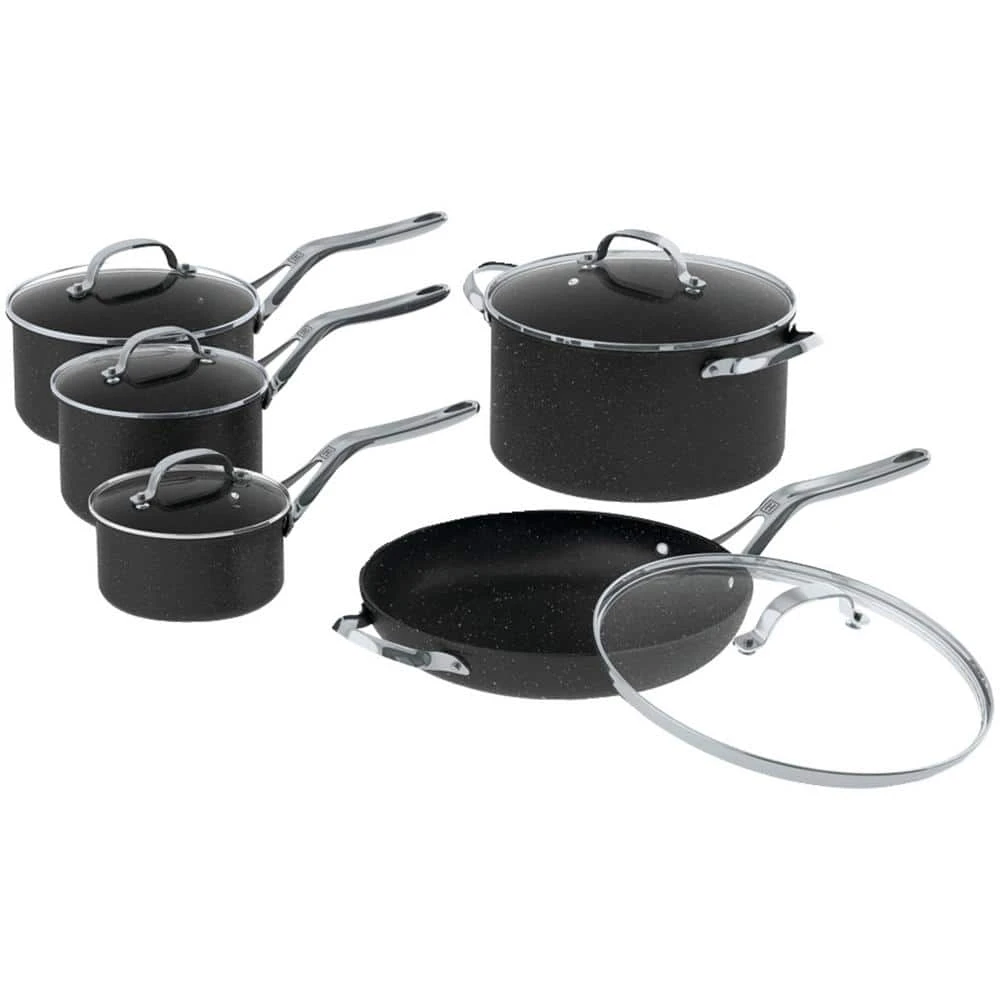 The Rock 13-Piece Aluminum Nonstick Cookware Set in Black Speckle by Starfrit - Image 5