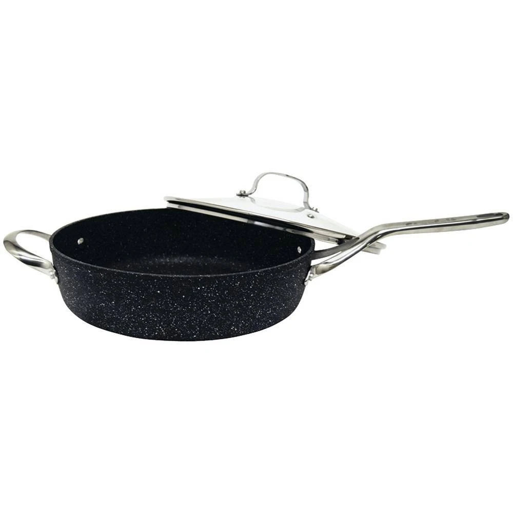 The Rock 11 in. Aluminum Nonstick Frying Pan in Black Speckle with Glass Lid by Starfrit - Image 6