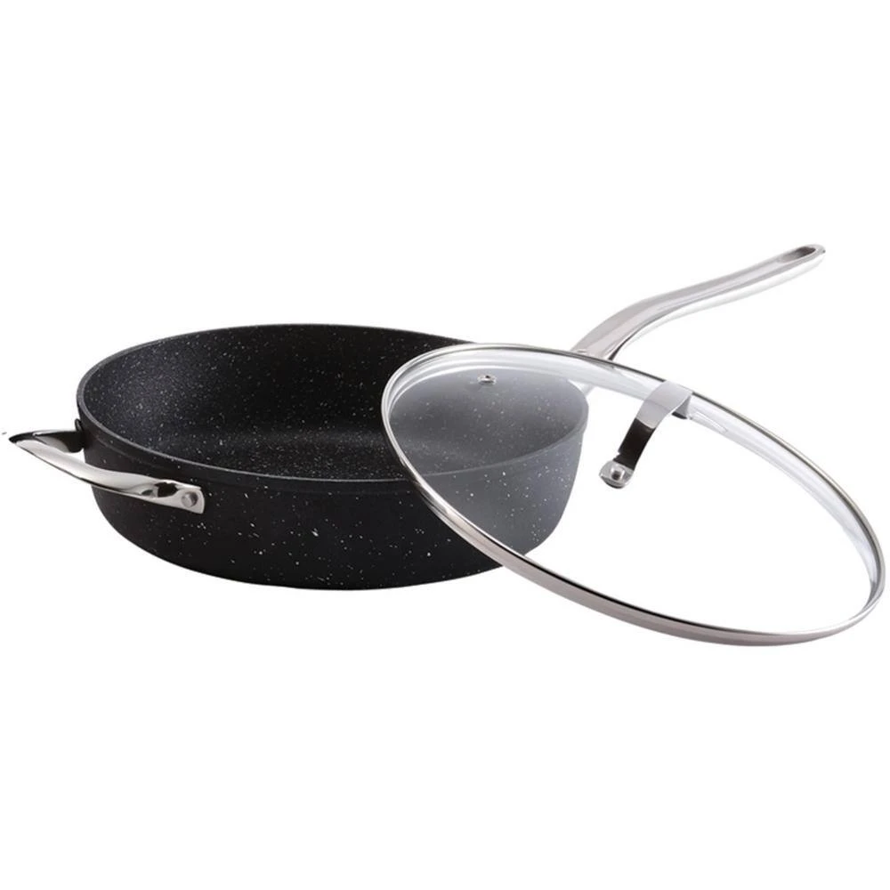 The Rock 11 in. Aluminum Nonstick Frying Pan in Black Speckle with Glass Lid by Starfrit - Image 4