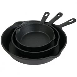 Cast Iron 3-Piece Cast Iron Skillet Set in Black by Sunnydaze Decor