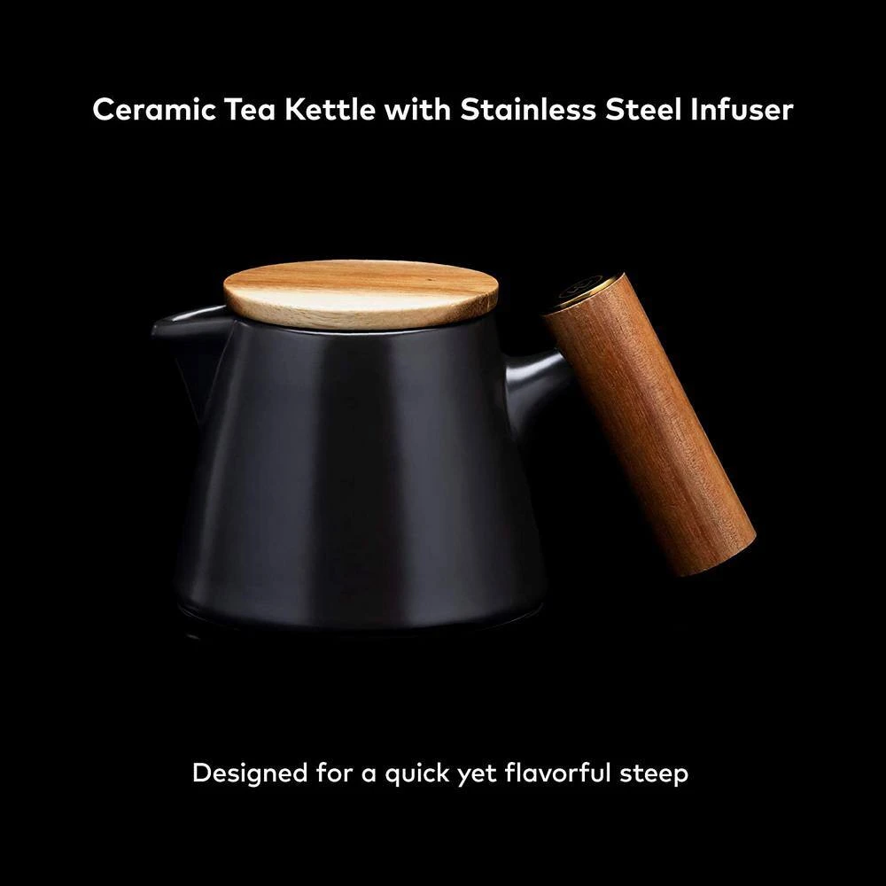 Ceramic Tea Pot with Stainless Steel Tea Infuser and Bamboo Lid, 20 oz. by CHEFWAVE - Image 3
