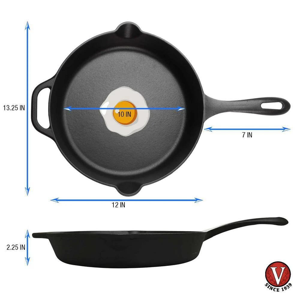 12 in. Black Cast Iron Skillet Seasoned by Victoria - Image 5