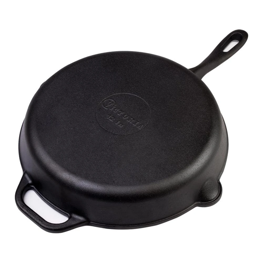 12 in. Black Cast Iron Skillet Seasoned by Victoria - Image 2