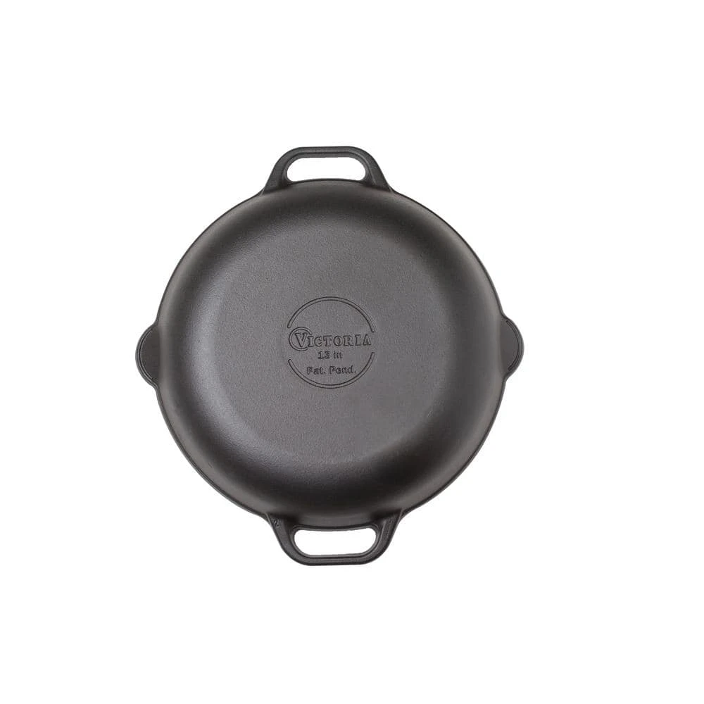 13 in. Black Cast Iron Everyday Skillet with Loop Handles by Victoria - Image 4