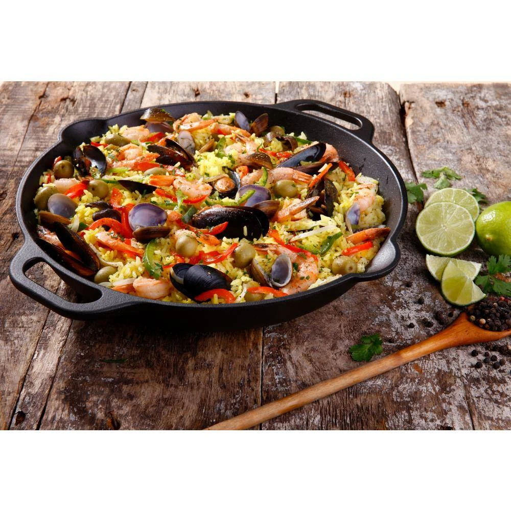 13 in. Black Cast Iron Everyday Skillet with Loop Handles by Victoria - Image 5