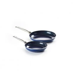 2-Piece Aluminum Ceramic Nonstick Frying Pan Set in Blue by Blue Diamond