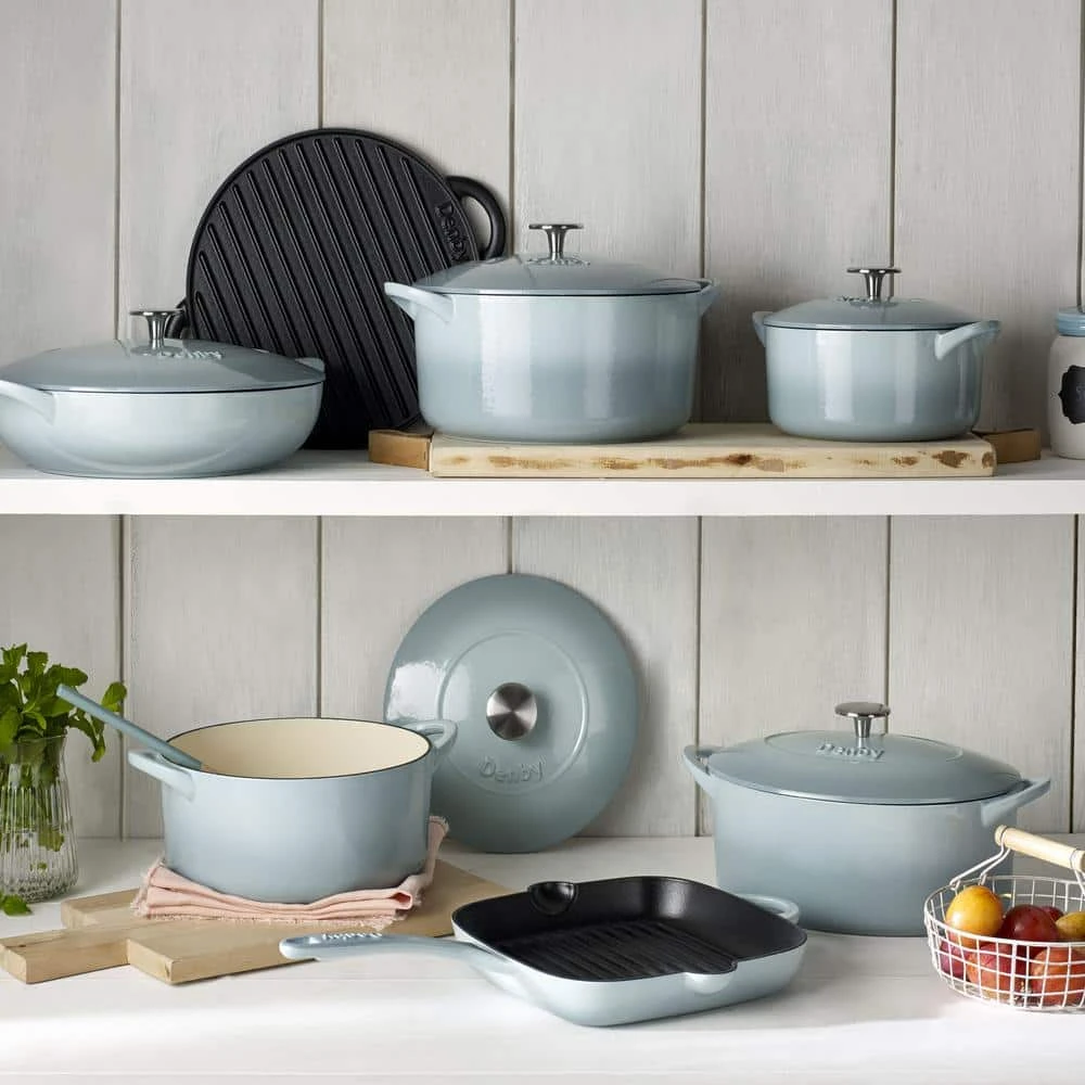 Heritage Pavilion 4 qt. Round Cast Iron Casserole Dish in Blue with Lid by Denby - Image 3