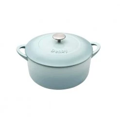 Heritage Pavilion 4 qt. Round Cast Iron Casserole Dish in Blue with Lid by Denby