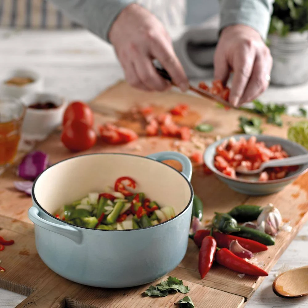 Heritage Pavilion 4 qt. Round Cast Iron Casserole Dish in Blue with Lid by Denby - Image 2