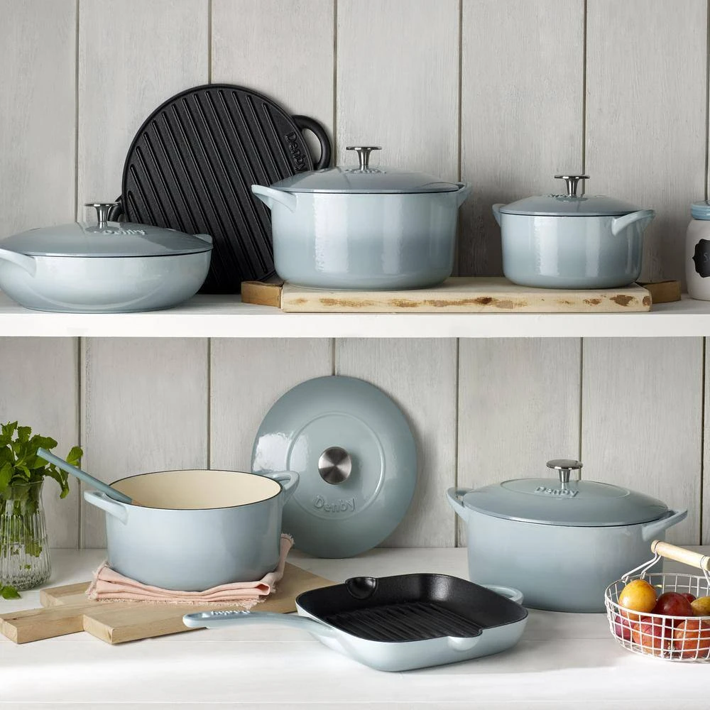 Heritage Pavilion 5.5 qt. Round Cast Iron Casserole Dish in Blue with Lid by Denby - Image 3