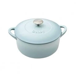 Heritage Pavilion 5.5 qt. Round Cast Iron Casserole Dish in Blue with Lid by Denby