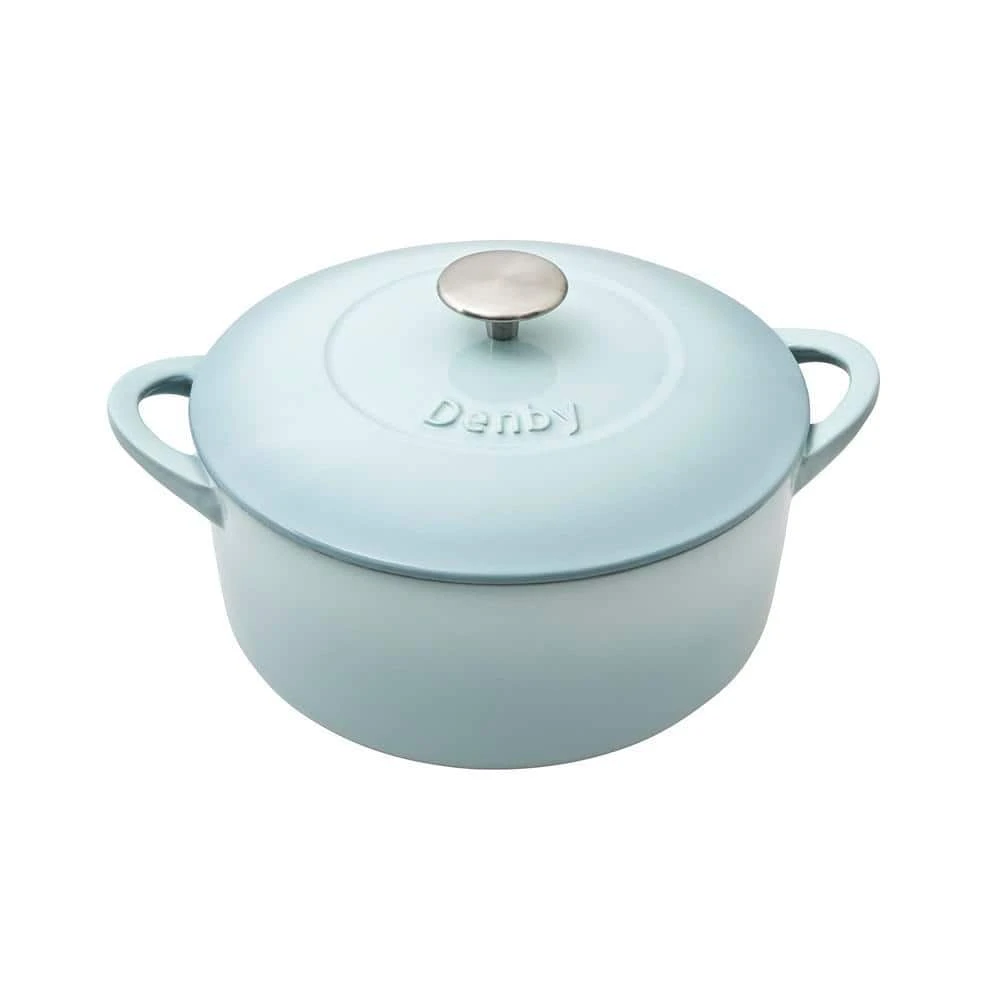 Heritage Pavilion 5.5 qt. Round Cast Iron Casserole Dish in Blue with Lid by Denby