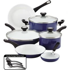 PurECOok 12-Piece Aluminum Ceramic Nonstick Cookware Set in Blue by Farberware