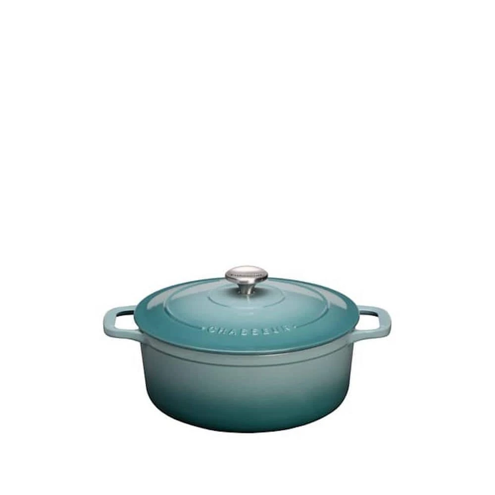 Chasseur 5.3 qt. Blue French Enameled Cast Iron Oval Dutch Oven by French Home