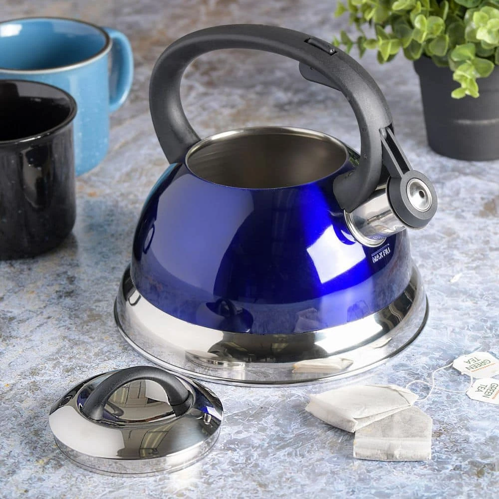 Flintshire 1.75 qt. 7-Cup Blue Stainless Steel Whistling Stovetop Tea Kettle by Mr. Coffee - Image 2