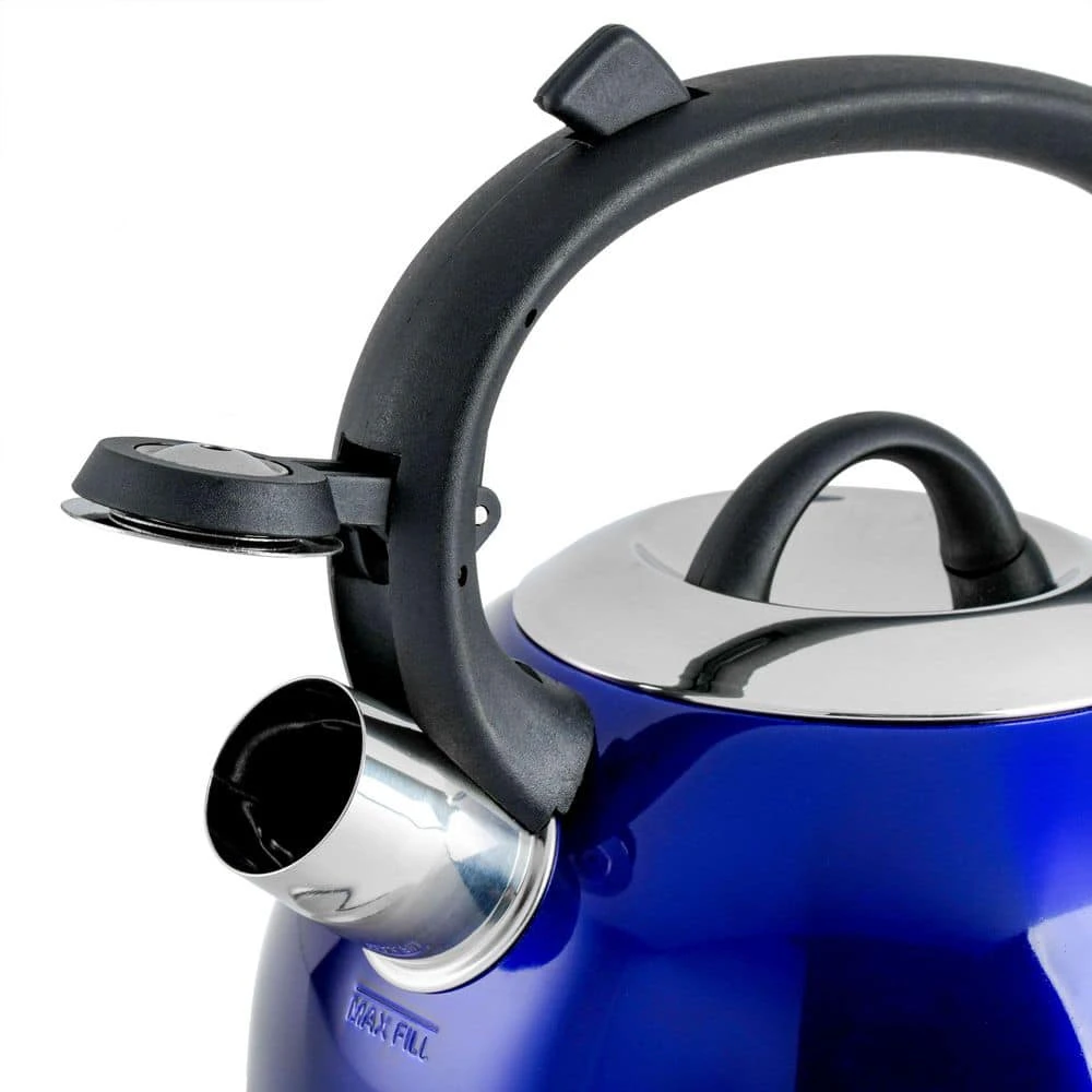 Flintshire 1.75 qt. 7-Cup Blue Stainless Steel Whistling Stovetop Tea Kettle by Mr. Coffee - Image 3