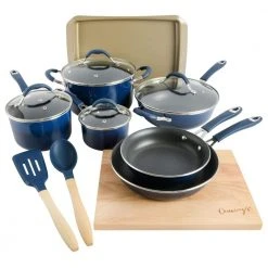 14-Piece Nonstick Aluminum Cookware Combo Set in Blue by Unbranded