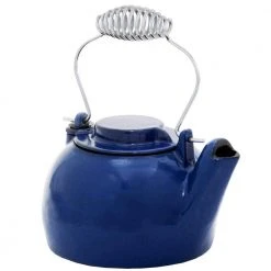 8-Cups 9.25 in. Tall Blue Cast Iron Enameled Humidifying Stovetop Kettle by Unbranded