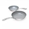 Induction 21 Steel 2-Piece Stainless Steel Ceramic Nonstick Frying Pan Set in Brushed Stainless Steel by Chantal