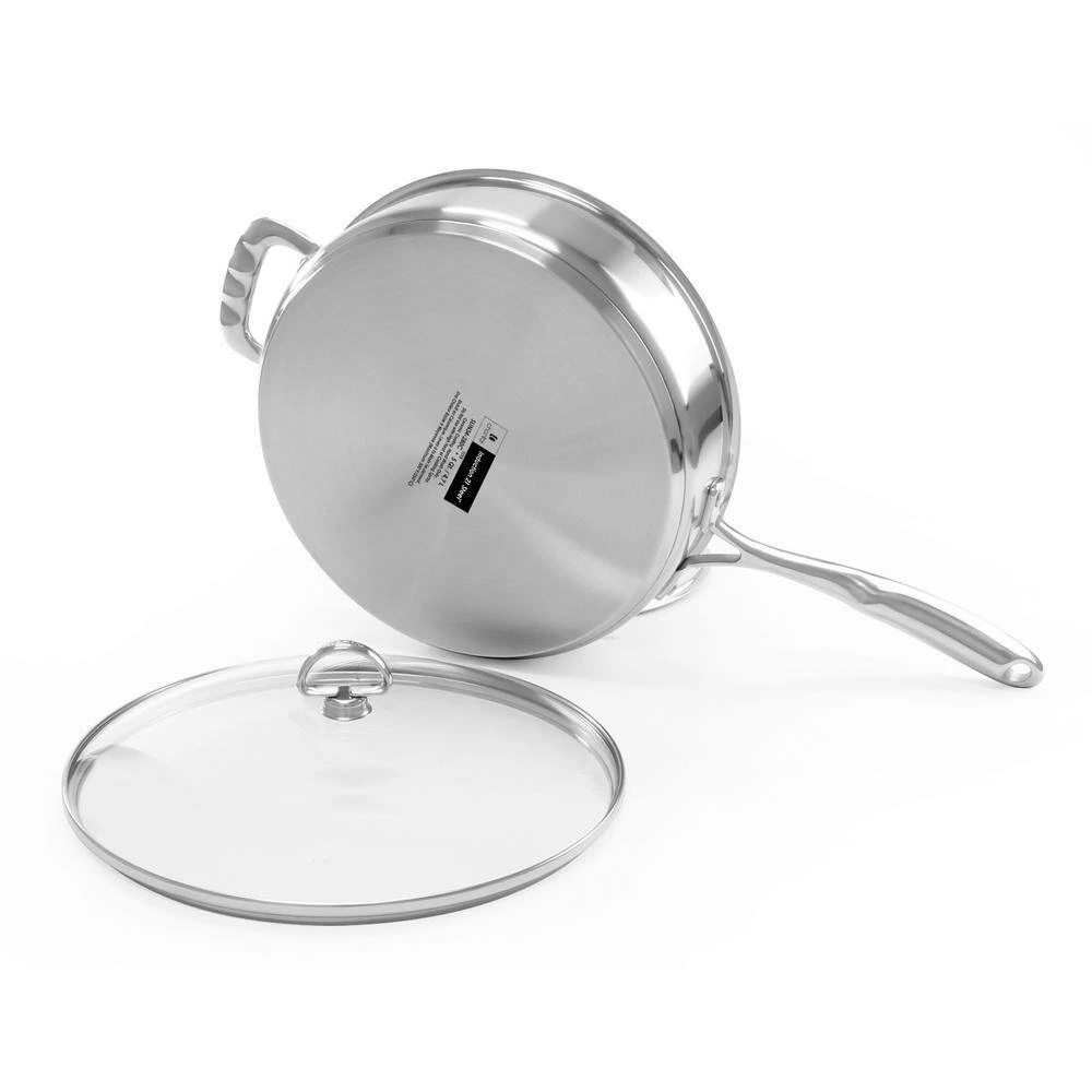Induction 21 Steel 11.5 in. Stainless Steel Ceramic Nonstick Skillet in Brushed Stainless Steel with Glass Lid by Chantal - Image 5
