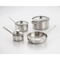 7-Piece Stainless Steel Cookware Set in Brushed Stainless Steel by ExcelSteel
