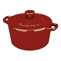 Chef's Classic 3 qt. Oval Cast Iron Dutch Oven in Cardinal Red with Lid by Cuisinart