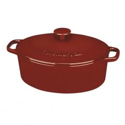 Chef's Classic 5.5 qt. Oval Cast Iron Dutch Oven in Cardinal Red with Lid by Cuisinart