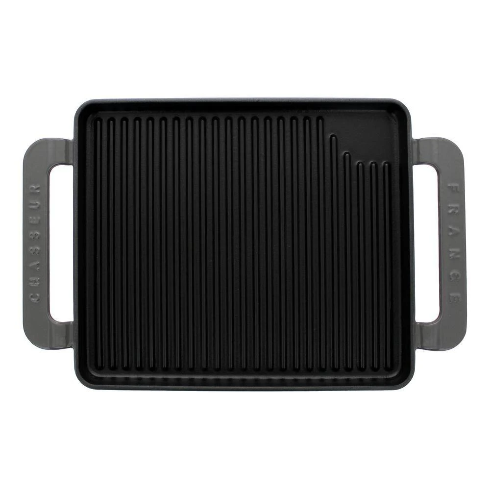 10 in. Chasseur French Caviar Grey Rectangular 1-Piece Enameled Cast Iron Grill by French Home - Image 2