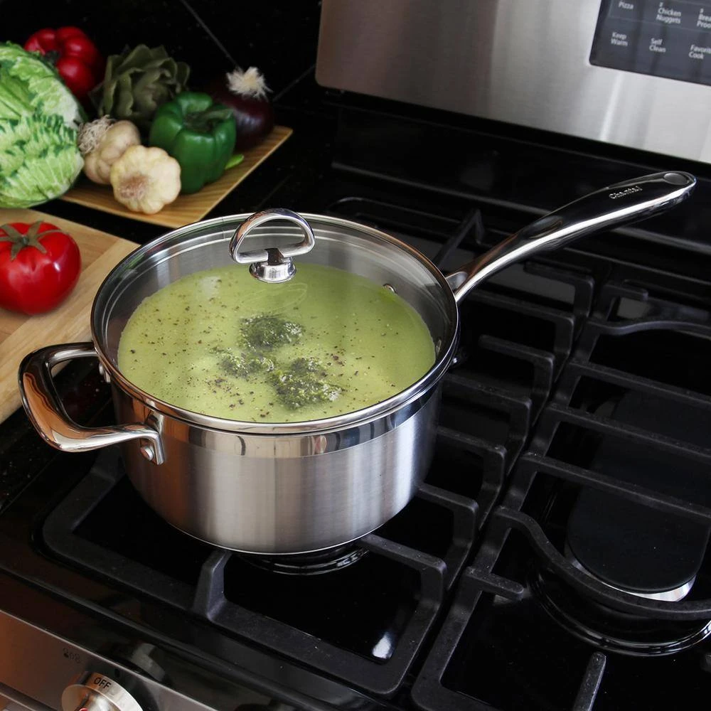 Induction 21 Steel 3.5 qt. Stainless Steel Sauce Pan in Brushed Stainless Steel with Glass Lid by Chantal - Image 6