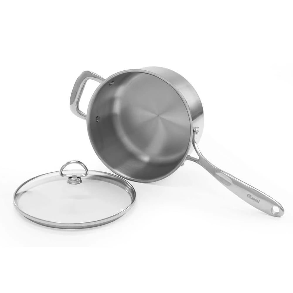 Induction 21 Steel 3.5 qt. Stainless Steel Sauce Pan in Brushed Stainless Steel with Glass Lid by Chantal - Image 3