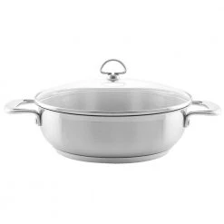 Induction 21 Steel 5 qt. Stainless Steel Chef's Pan in Brushed Stainless Steel with Glass Lid by Chantal