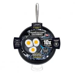 14 in. Aluminum Ultra-Durable Diamond Infused Family Skillet with Helper Handle by GRANITESTONE