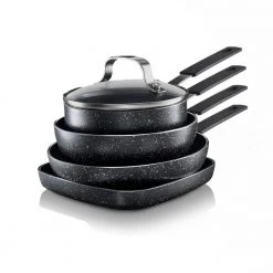 StackMaster 5-Piece Aluminum Non-Stick Diamond Infused Mini Cookware Set by GRANITESTONE