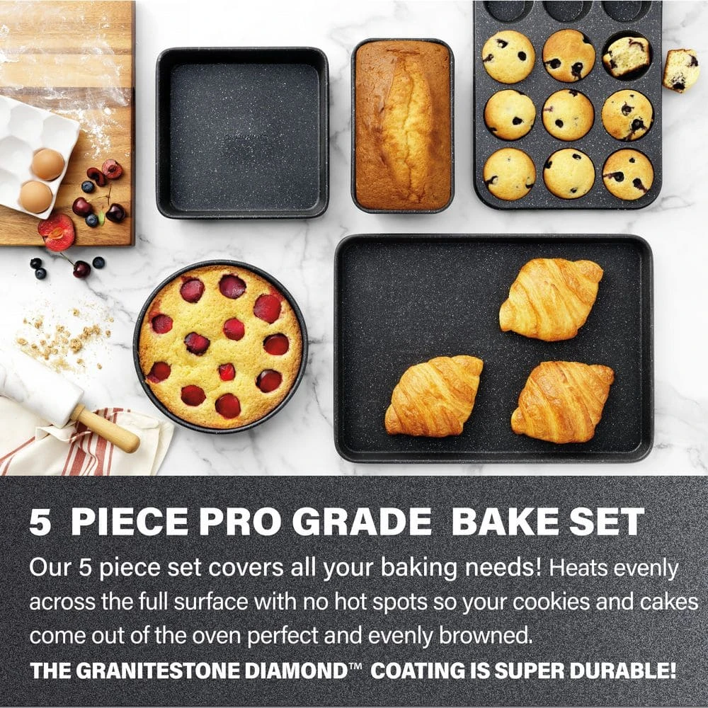 Professional 5-Piece Titanium and Diamond Infused Non-Stick Bakeware Set by GRANITESTONE - Image 3