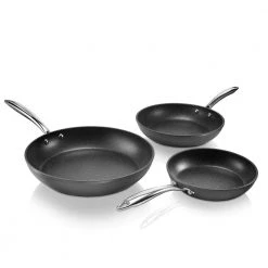 Professional 3-Piece Aluminum Ultra-Nonstick Hard Anodized Diamond Infused Fry Pan Set (8 in., 10 in., 12 in.) by GRANITESTONE