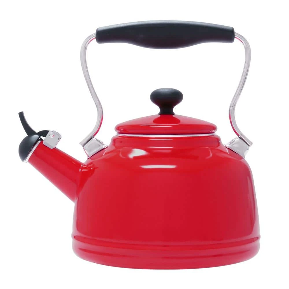 Vintage 6.8-cups Enamel-On-Steel Chili Red Tea Kettle by Chantal - Image 5